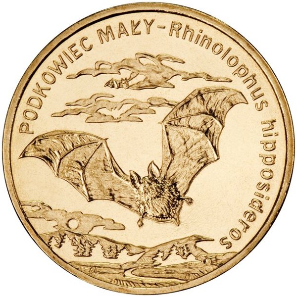 2 zł, Zwierzęta świata - Nietoperz Podkowiec mały (łac. Rhinolophus hipposideros), 2010