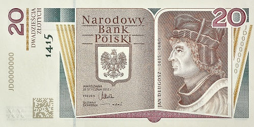20 zł, Banknot kolekcjonerski - 600. rocznica urodzin Jana Długosza, 2015